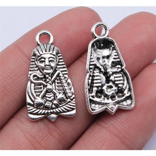 WYSIWYG 10pcs 27x14mm Antique Silver Color Egyptian Pharaoh Charms Pendant For Jewelry Making DIY Jewelry Findings