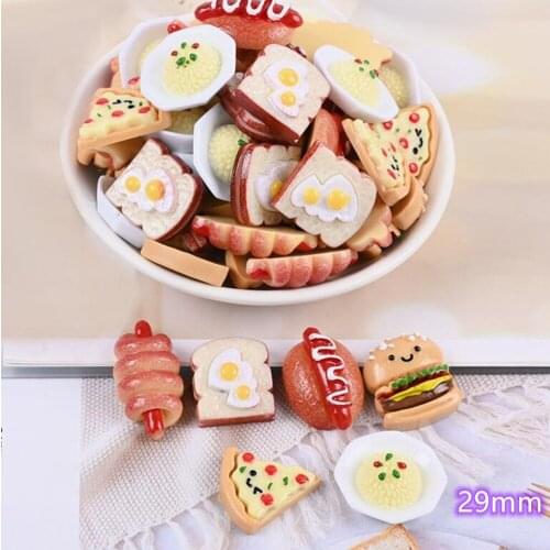 Flatback Resin Cakes Charms for Jewelry making 20pcs Bread Cake Pizza DIY Resin Cabochons Accessories Flat Back Accessories