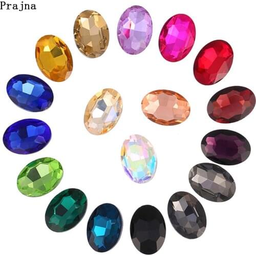 Prajna Colored Rhinestone Oval AB Clear Glass Diamond Stone Non Hot Fix Rhinestone Crystal Glue On Crystal For Phone Art Decor F