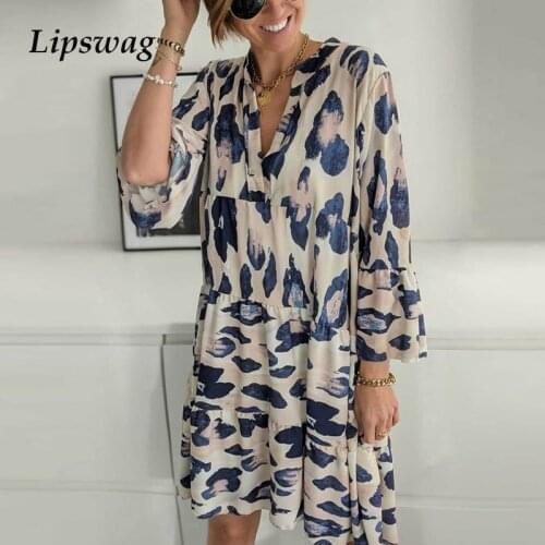 Spring Summer Sexy V-Neck Short Dress 2021 Women Vintage Polka Dot Print Party DressesLadies Casual A-Line Beach Dress Vestido