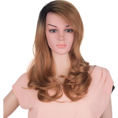 Synthetic Hair Golden Brown Blonde Long Wavy Heat Resistant Suitable For Everyday