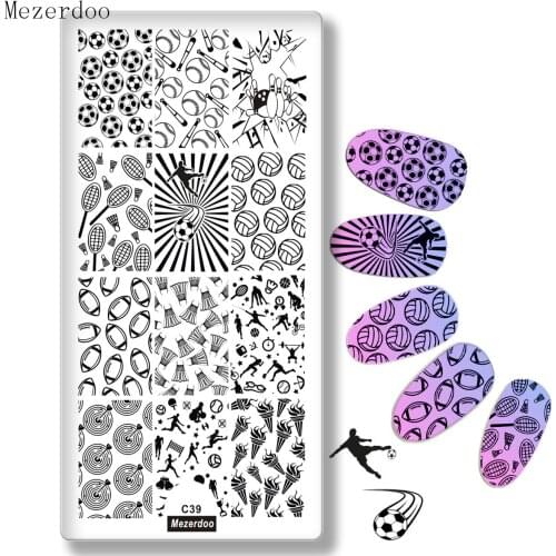 Sports Theme Stamping Template Football Basketball Badminton Game Pattern Nail Polish Printer Manicure Decoration Stamping Tools