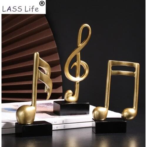 Resin Golden Musical Note Figurines Handcraft Desk Ornaments Living Room Wine Cabinet Home Decor Accessories Art Statuette