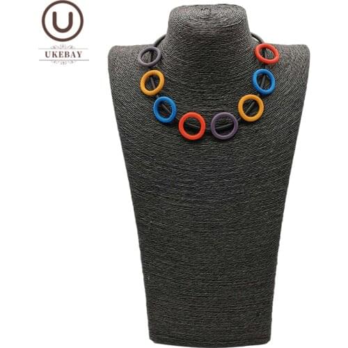 UKEBAY New Multicolor Round Circle Choker Necklaces Women Handmade Jewelry Rubber Necklace Gothic Accessories Chain For Wedding