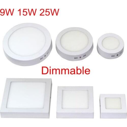 Dimmable 9W 15W 25W Round/Square LED Surface Mounted Ceiling Light SMD 2835 Panel Light For Home BathRoom kitchen illumination