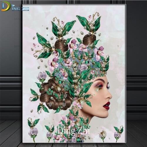 Pearl Flower Women Portrait Full Square/Round Drill 5D DIY Diamond Painting Embroidery Cross Stitch Fantasy Art 3D Home Decor