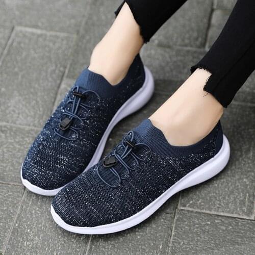 2020 Autumn Women Shoes Flats Lady Fashion Casual Breathable Sneakers Mesh Running Shoes Women Sport Flat Platform Plus Size