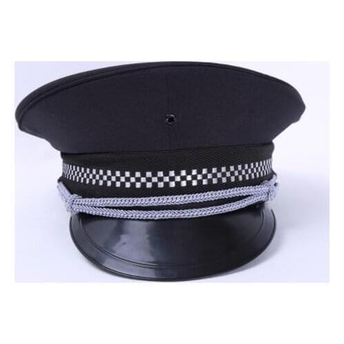 1 piece 56 57 58 59 60 cm security apparel accessories guard hat cap men military Captain Flat Top Stage hat women police hat