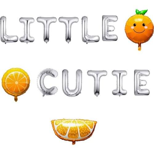 14Pcs Little Cutie Balloons Orange and Letters Foil Balloons Kit Hey Cutie Fresh Tangerine Citrus Fruit Themed Party Decor