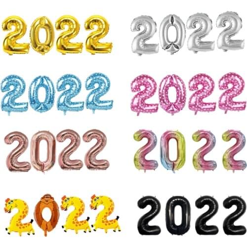 16inch 2022 Number Balloons Digit Air Balloons New Year 2022 Happy New Year Decorations Christmas 2022 Figure Party Supplies
