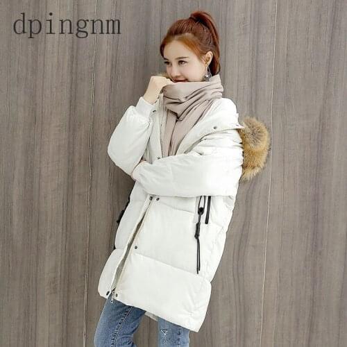 2018 winter women hooded coat fur collar thicken warm long jacket female plus size 2XL outerwear parka ladies