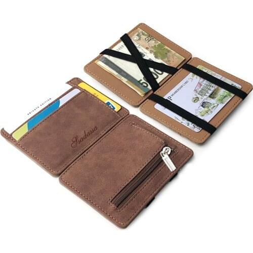 2021 Men Magic Wallets Male PU Leather Zipper Coin Purse Pouch Plastic Credit Bank Card Case Holder In Stock