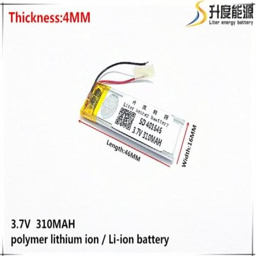 3.7V,310mAH,[401646] PLIB; polymer lithium ion / Li-ion battery for GPS,mp3,mp4,mp5,dvd,bluetooth,model toy