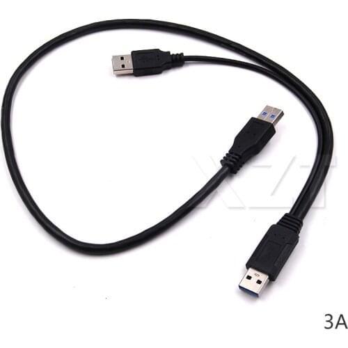 AT 30PCS for Portable HDD Hard Disk Drive USB 3.0 A Male to Male Extender DATA Sync Cable with USB 2.0 A Male Power Lead Cord