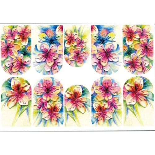 3D Acrylic Engraved flower Nail Sticker birds leaves Water Decals Empaistic Nail Water Slide Decals Z0142