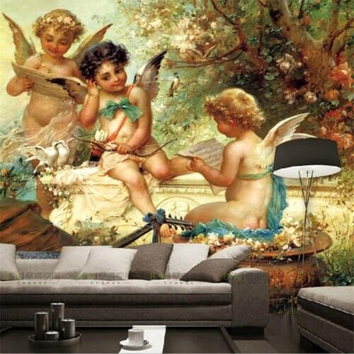 Beibehang 3D stereo custom murals Painting Wallpaper Angel European style of the ancient entrance background character art