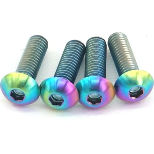 4 PCS M4x14mm Rainbow Button Head GR5 Titanium Screw For Bicycle Fork