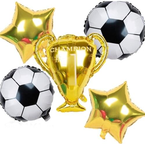 5Pcs/Set Champion Trophy Football Basketball Soccer Ball Round Helium Foil Balloons Celebrate Party Crazy Funny Supplies