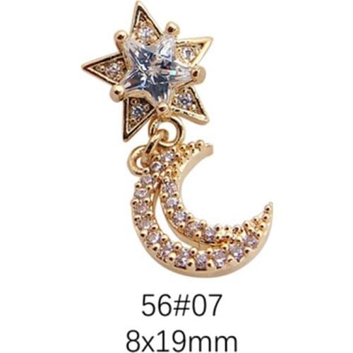 5pcs/lot Top-Level Nail Art Zircon Decorations Moon Star Design Zircon DIamond Fingernail Jewelry Metal Nail Art Charms