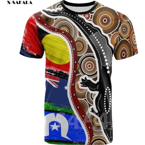 Aboriginal Australia Kangaroo CROCODILE 3D Printed High Quality Milk Fiber T-shirt Men Female Neck Round Casual Tops