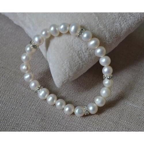 Pearl Bracelet Freshwater Pearl Bracelet,Real Pearl Rhinestone Jewellery,Bridesmaid Party Jewellery Gift,Flower Girl Pearl Gift