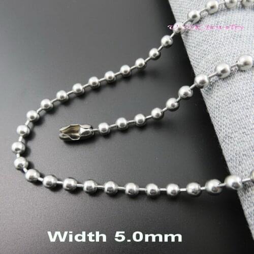 Customizes 5mm 40/50/60/70/80/90/100cm Length Ball Chain Bead Chains Stainless Steel Necklace fashion Jewelry Parts