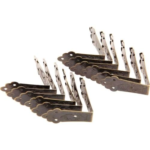 20Pcs Antique Bronze Decorative Corner Brackets Furniture Desk Jewelry Gift Box Wooden Case Feet Leg Corner Protector Edge Cover
