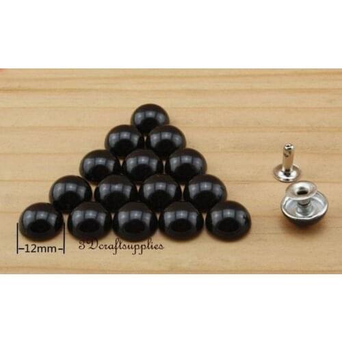 Rivets leather rivet bag clothing shoes dome 100 sets 12 mm X 8 mm black AC89
