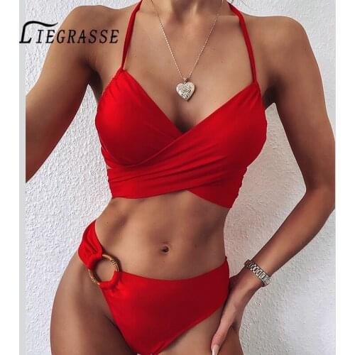 Liegrasse Sexy Bikini 2020 Swimsuit Push Up Swimwear Women Bikini Set Leopard Lace Up Crossover Female Sexy Biquini Bikini
