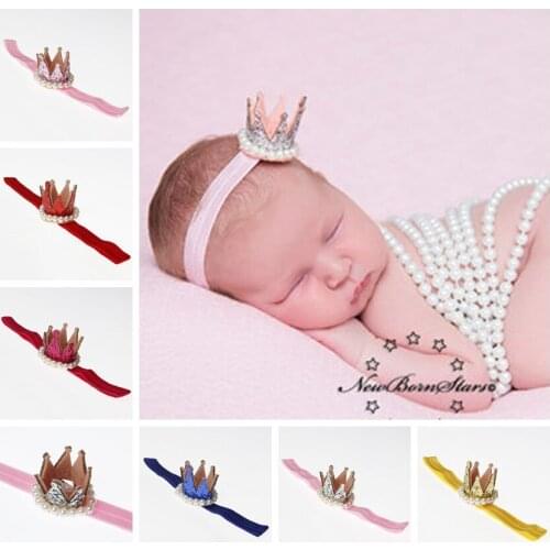 MAYA STEPAN 1 PCS Baby Girl Headband Headwear Hairband Infant Hair Accessory Cloth Birthday Kids Crown Newborn Pearl Children