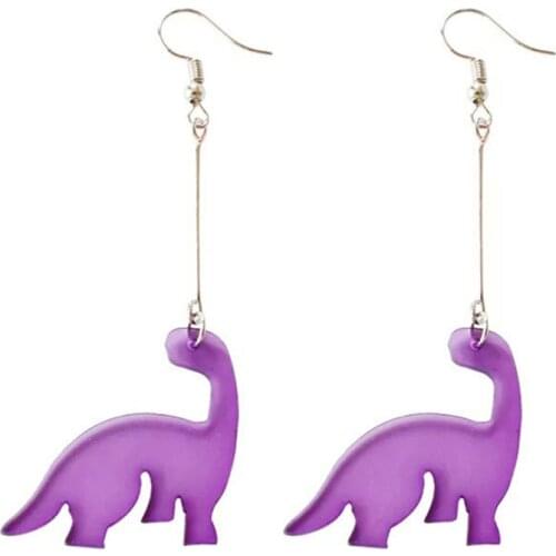 Fashion Acrylic Purple Dinosaur Drop Earrings For Women Girls Lovely Animals Long Earrings Party Gifts Jewelry Earrings Brincos