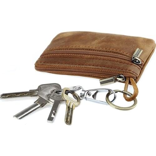 Fashion Cowhide Slim Coin Purse Women Coin Purse Men Zipper Around Wallet Card Key Holder Mini Bag