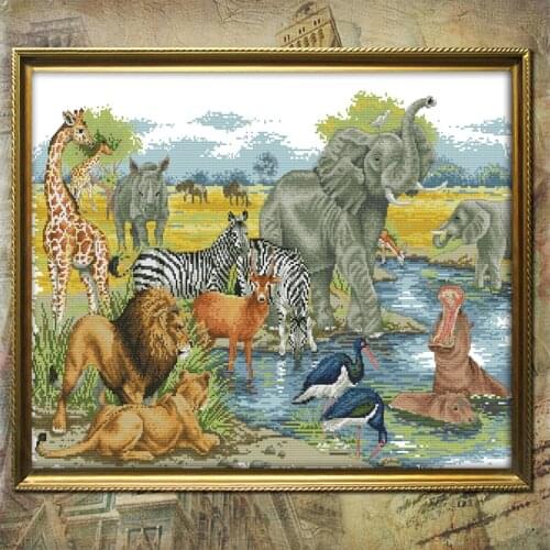 Animal World Cross Stitch Kits pattern Printed canvas Fabric Embroidery Needlework set Easy 14CT 11CT dmc Cross-stitch Handmade
