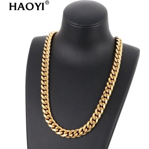 12mm Classic Curb Stainless Steel Chain Necklaces for Women Men Hip Hop Necklace on The Neck Fashion Jewelry Accessories Friends
