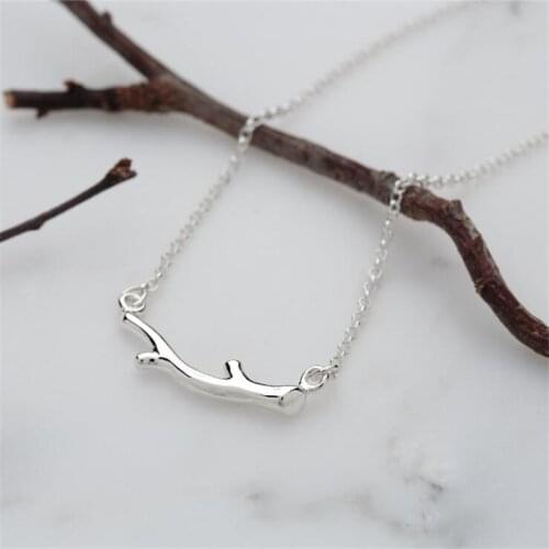 Fine 925 Sterling Silver Handmade Branch Necklace for Women Clavicle Chain Mori Girls Fresh Creative Jewelry Birthday Gift SN224