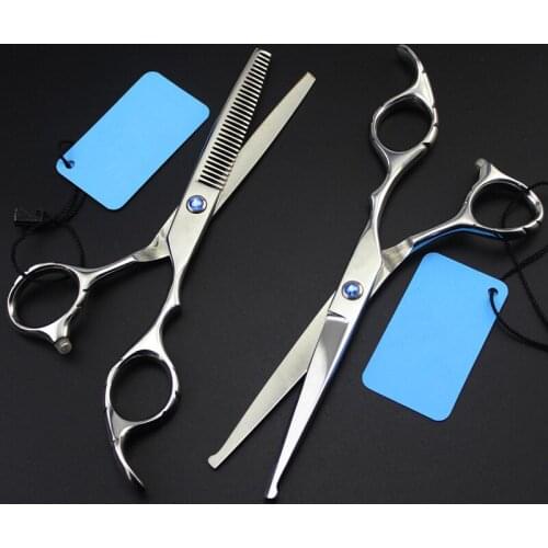 Professional 6 inch Japan 440c Round head cut hair scissors makeup hair cutting barber thinning shears hairdressing scissors set