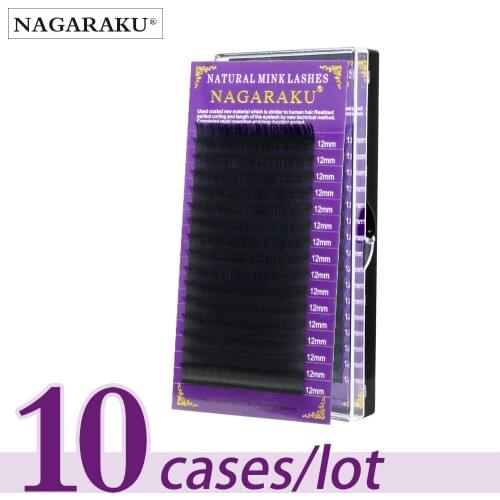 NAGARAKU 10 cases/lot eyelash extension premium faux mink lashes individual eyelashes, soft and natural false eyelashes makeup