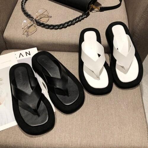 Black/white Mixed Color Thick Bottom Flip Flops Women Famous Designer Clip Toe Slippers Ladis Platform Jandal Slides Beach Shoes