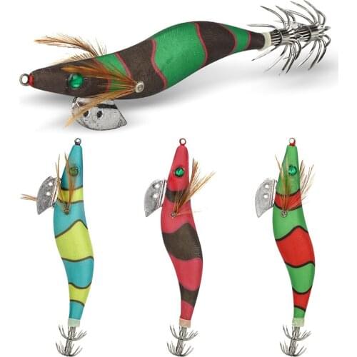 1PCS Luminous Squid Jig Fishing Wood Shrimp Lure Squid Cuttlefish Jigs Lures Spinner bait Fishing Baits