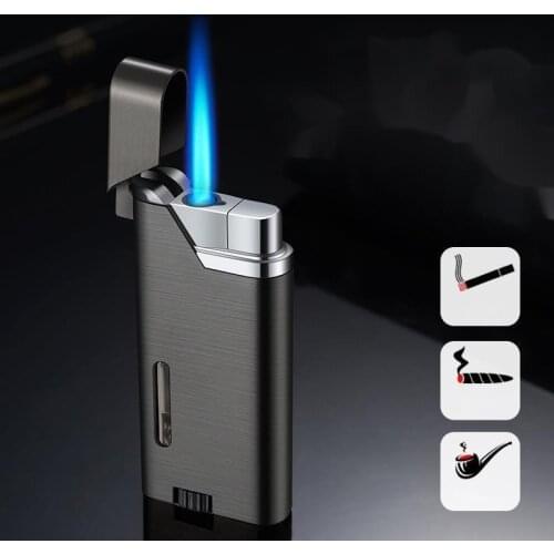 Lighter Visual Window Metal Direct Blue Flame Inflatable Lighter Cigarette Accessories
