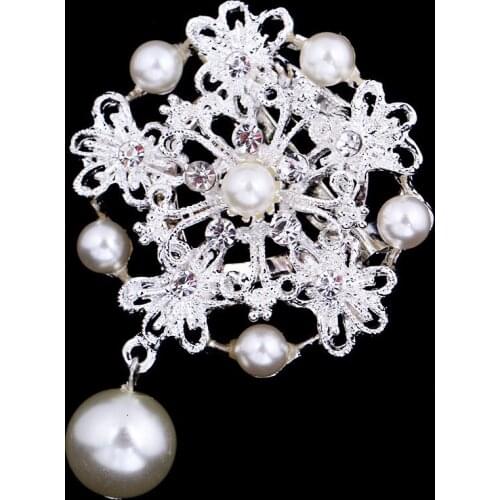 RONGQING 4.7*6.3cm Flower Imitation Pearls Brooches Pins for Women Suit Hats Accessories Scarf Pins