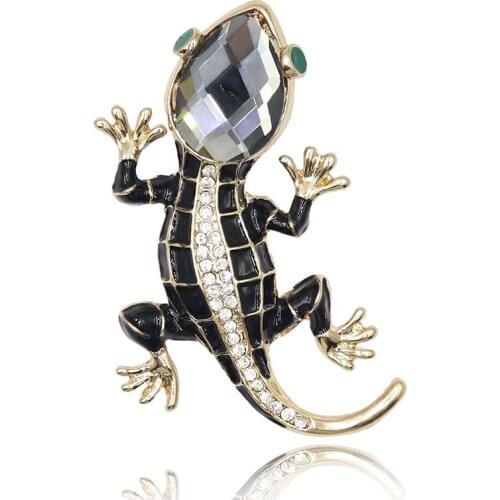 Crystal Lizard Brooches For Women Cute Fashion Animal Pins Summer Style Shining Jewelry Kids Accessories Good Gift