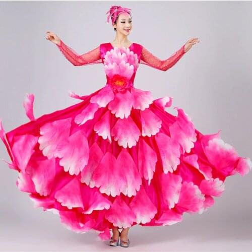 Spanish Bullfight Belly Dance Dress Skirt Long Robe Flamenco Fille Skirts Red Flamenco Dresses For Women Girls DL2887