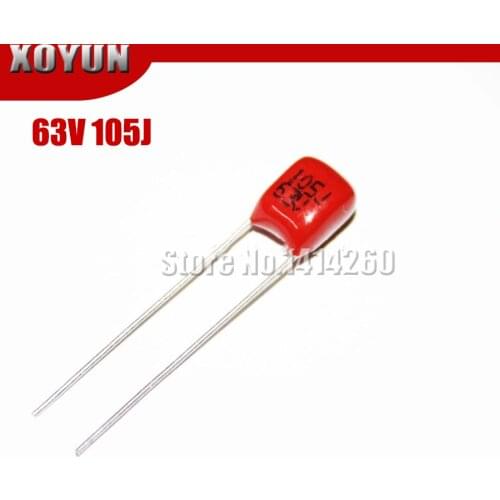 10PCS 63V105J 1UF Pitch 5MM 63V 105 1000nf CBB Polypropylene film capacitor