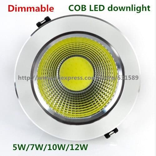 20pcs5W/7w/10w/12w New Very Bright Dimmable LEDCOB chip Silver and white Recessed LED Ceiling light White/ warm white