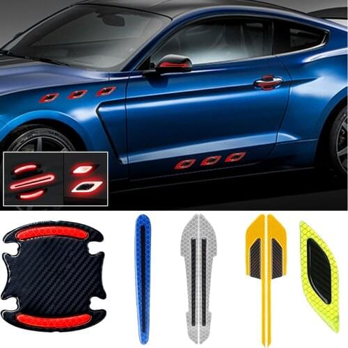 3D Car Reflective Sticker Automobile Door Bowl Anti-collision Stickers Type Reflector Warning Bumper Strip Car Accessories Goods