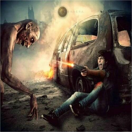 5d diy diamond painting zombie portrait sticker full square / round canvas embroidery skull landscape diamond mosaic 3d diamond