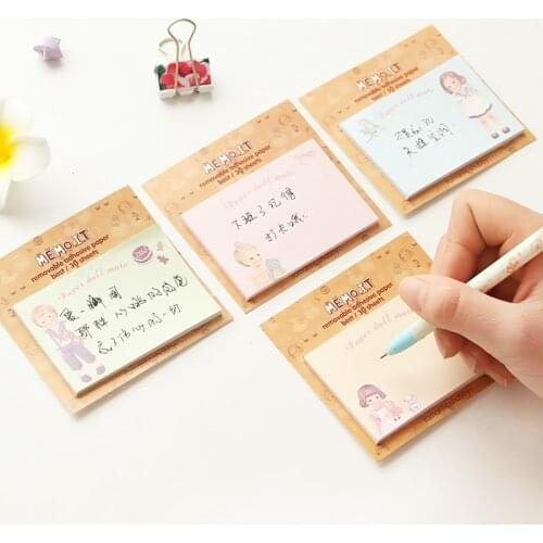 8pcs Memo It Sticky Notes Cartoon Paper Doll Mate Removable Adhesive Paper Gift Cute Diary Notepad Office School Student A6651