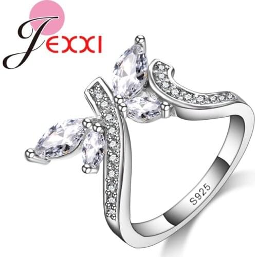 Brand Newnest Design Butterfly White CZ Crystal 925 Sterling Silver Wedding Engagement Women Rings Fashion Bands Jewerly