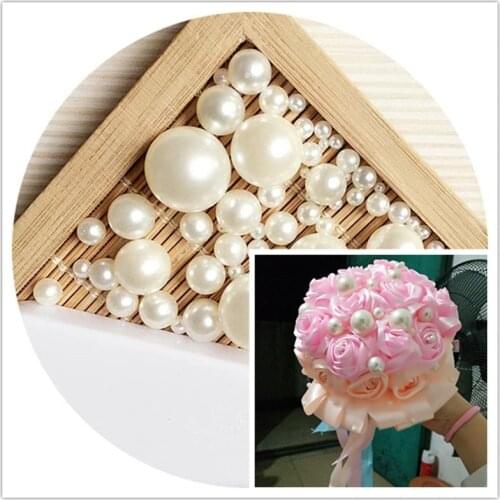 6-14mm NO Hole Pearl Beads ABS Loose Round Beads Craft for Fashion Jewelry Making White Beige DIY Imitation Garment Beads